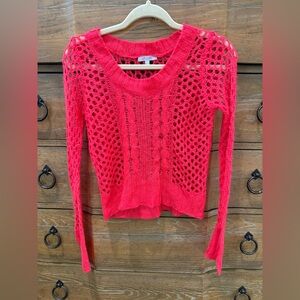 dELiA*s Vibrant Pink Open-Knit Sweater